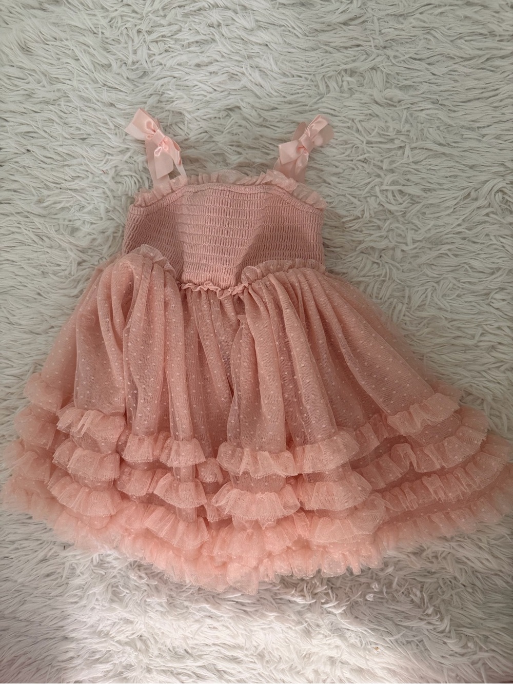 Girls Pink Ruffled Tulle Party Dress